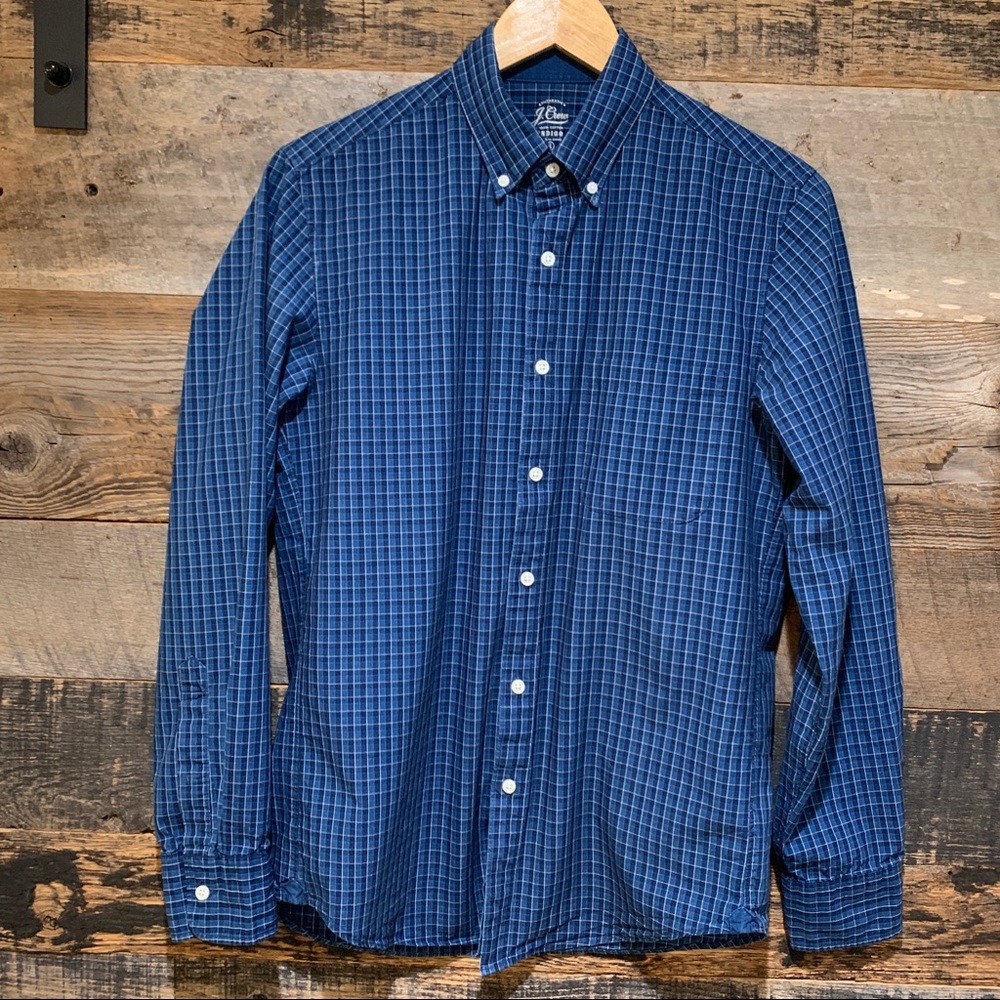 J.Crew Slim Fit Indigo Blue Plaid ButtonDown Shirt